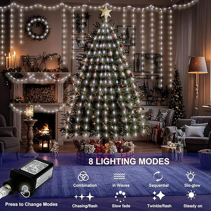 328FT 1000LED Christmas Lights Outdoor, Outdoor Transparent Wire Christmas Tree Lights with 8 Modes Waterproof, Plug in String Light for Outside Indoor Xmas Tree House Holiday Wedding Party Decor