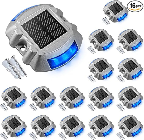 VOLISUN Solar Deck/Dock Lights, 16-Pack Led IP68 Waterproof Outdoor Warning Step Lights for Driveway Sidewalk | Lumora