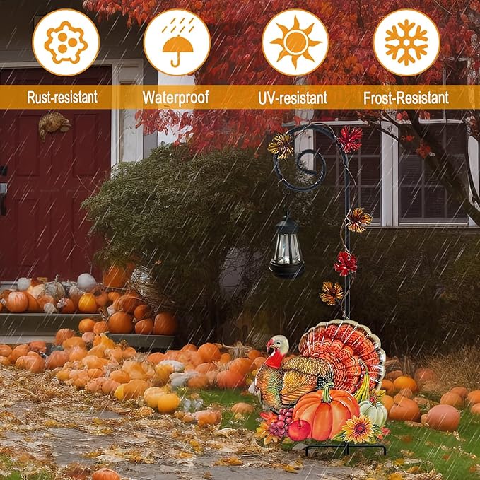 Thanksgiving Turkey Decorations Outdoor,Solar Turkey Garden Stakes,Autumn Fall Decor Yard Stake for Outdoor Garden | Lumora