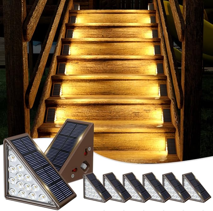 Solar Step Lights - 8 Pack Waterproof IP67, Outdoor Deck & Staircase Lights (Warm Brown) | Lumora