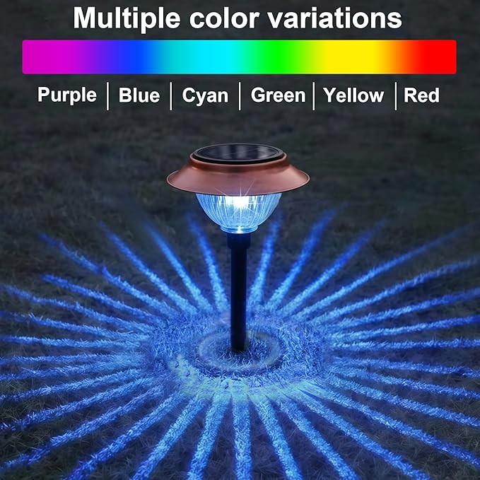 Solar Lights Outdoor 2 Pack Waterproof Solar Christmas Lights Outdoor Multiple Colors LED Iron Stake for Pathway Yard Garden Driveway Outside Decor