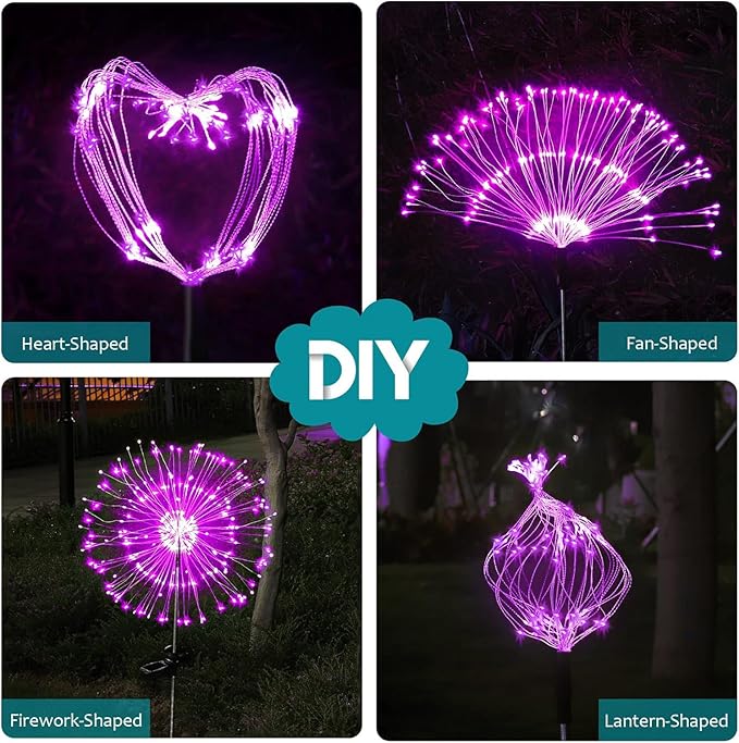 JJGoo Solar Firework Lights, 2 Pack 120 LEDs 2 Lighting Modes Solar Garden Lights Outdoor Waterproof for Yard Patio | Lumora