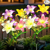 Alynsehom 2 Pack Solar Garden Lights, 29in Outdoor Waterproof Solar Flower Lights with 8 Lilies 4 Butterflies | Lumora