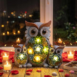 Solar Garden Statue Owl Decor – Cute Owl Family Figurines with LED Succulent Lights, Waterproof Outdoor Yard Art | Lumora