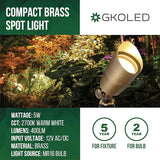 GKOLED Solid Brass Low Voltage Compact Spotlight, 12V AC/DC Waterproof Outdoor Landscape Spot Lights for House | Lumora