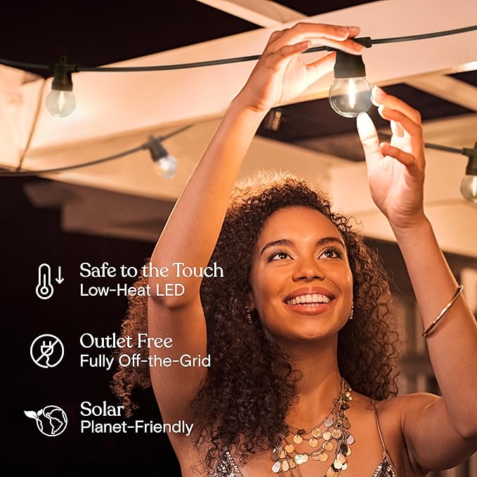 Brightech Ambience Pro Solar Powered Outdoor String Lights - 27 Ft Commercial Grade Waterproof Patio Lights with | Lumora