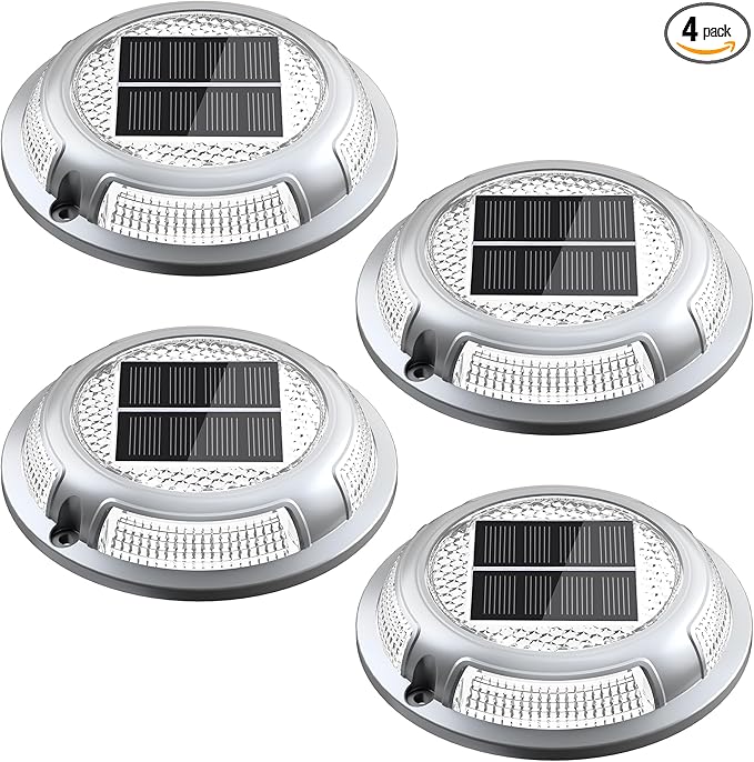 Solar Driveway Lights, 4 Pack Heavy Duty Driveway Lights Solar Powered 2 Color Mode (Cool/Warm White) IP68 | Lumora