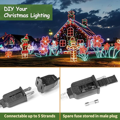 Minetom C9 Light Strand, 100 FT Christmas Stringer with 100 Sockets for Outdoor Patio Light, Connectable, Intermediate Base (C9/E17) - 12" Spacing, Black Wire, Note (Only Use for C9 LED Bulbs)