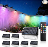 LumiZen Solar Deck Lights 8 Pack, 12 Modes RGB Color with Remote Dimmable Solar Fence Lights Outdoor Led Powered | Lumora