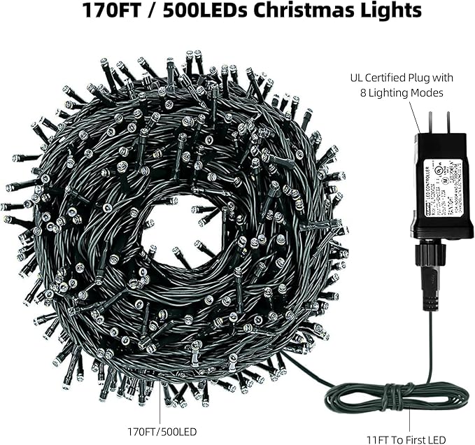 170FT 500 LED Christmas Lights Outdoor Indoor, Waterproof Christmas Tree Lights for Christmas Decorations with | Lumora