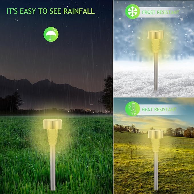 12pcs Solar Lawn Pathway Lights Stainless Steel Warm White Outdoor Garden Yard Solar-Powered Landscape Stake | Lumora