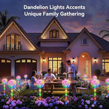 Solar Garden Lights Outdoor Decor: 4 Pack Dandelion Solar Flower Lights, 2 Modes 16 LED Colored Solar Lights for | Lumora