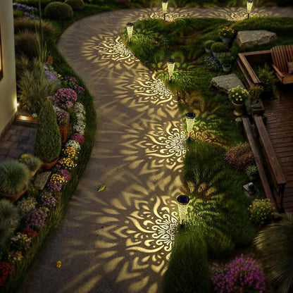 6 Pack Solar Lights Outdoor Garden Decorative Solar Garden Lights with Warm Light Waterproof Solar Pathway Landscape Lights for Path Backyard Walkway Yard Decor, Gardening Gifts for Women