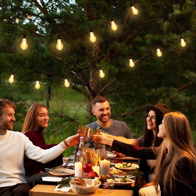 100FT LED Outdoor String Lights, Waterproof Patio Lights with 32 Shatterproof Dimmable 2700K A39 Bulbs Hanging | Lumora