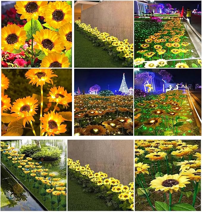 Sunflowers Solar Pathway Lights, Outdoor Lighting Landscaping Solar Garden Lights, for Landscape, Patio, Pathway Decor