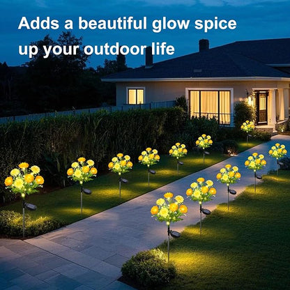 2 Pack Solar Flower Lights Outdoor - 14 Blooming Waterproof Snow Lotus Garden Lights for Patio, Yard, Pathway, and Landscape Decoration - Auto On/Off, IP65