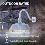 14in. Galvanized Finish Outdoor Gooseneck Barn Light Fixture with 14.5 in. Long Extension Arm - Wall Sconce | Lumora