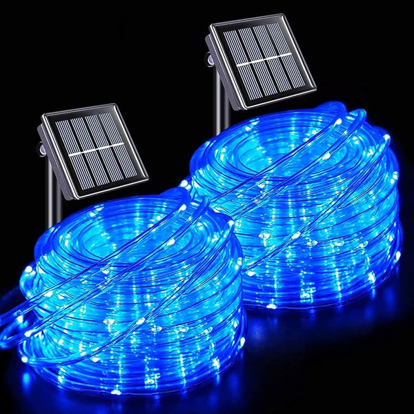 JMEXSUSS 2 * 200 LED Blue Solar Rope Lights, 66ft IP 65 Waterproof Solar String Light Outdoor, 8 Modes Christmas | Lumora