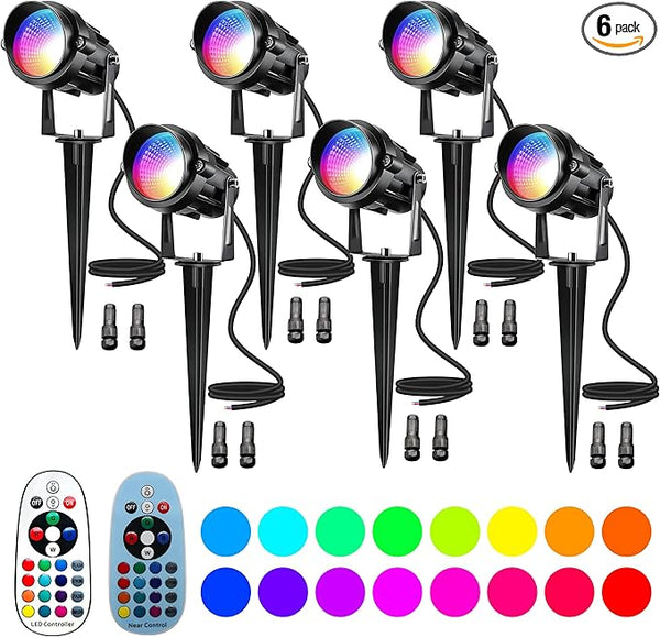 Christmas Landscape Lights 12W RGBW Outdoor Spot Lights for Yard, Low Voltage LED Landscape Spotlight with Remote | Lumora