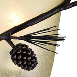 VAXCEL 2-Pack Sierra 1 Light Bronze Rustic Pinecone Half Moon Wall Sconce Cream Glass | Lumora