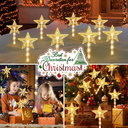 8 Pack Christmas Decorations Outdoor for Yard, 2 Charging Ways Large 1200mAh Solar Christmas Pathway Lights, 32 LED Christmas Lights 10 Modes Waterproof Christmas Decorations Outside for Garden Decor