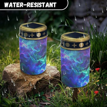 Marble Solar Garden Lights for Cemetery Solar Lights Outdoor Garden, Eternal Lights for Cemetery Grave Decorations