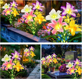 Solar Garden Lights 2 Pack 8 Lily Flowers with Butterfly Decor,Gifts for Mom Woman Birthday Solar Flower Lights for | Lumora