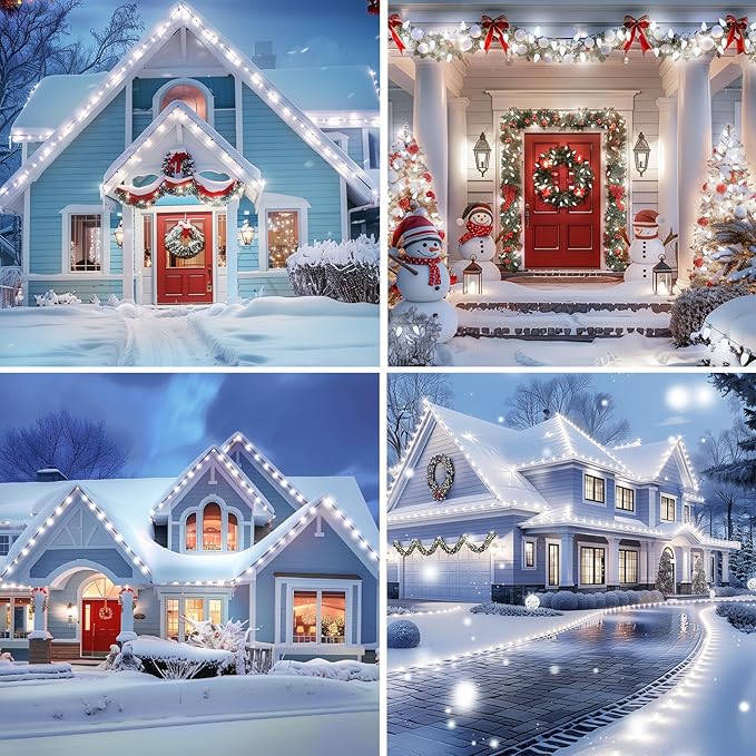 Minetom 147 FT 200 LED C9 LED Christmas Lights Outdoor - Plug in Fairy Lights with Timer & 8 Modes, Waterproof Commercial Grade Extendable for Indoor Outdoor Roofline Patio Yard Xmas Decoration, White
