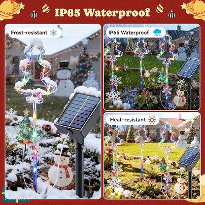 6 Packs Christmas Tree Solar Garden Lights with 8 Light Modes, 21.65 Inches Tall Christmas Outdoor Garden Light with 20 LEDs Each, Solar Outdoor Xmas Decor for Garden, Path, Patio (Multiple-Colored)