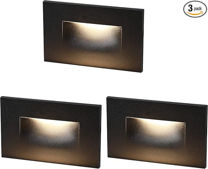 CLOUDY BAY 120V Dimmable LED Indoor Outdoor Step Light,3000K Warm White,Stair Light,Pack of 3,Metal Black