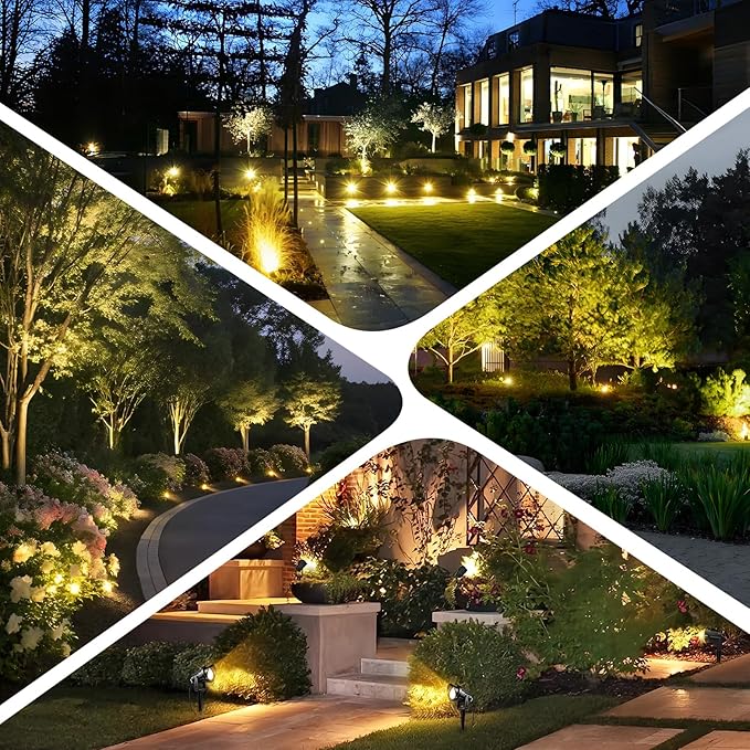 Romwish Outdoor Spotlight 3000K Warm White,12W LED Spot Lights Outdoor for Yard Garden Tree, 120V Plug in Landscape Lighting with IP65 Waterproof for Lawn Decorative, 12 Pack
