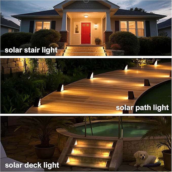 DAMINY Solar Step Light for Outside,2CCT(Warm & Cool),2 Lighting Modes, Stair Light Outdoor Waterproof IP65,Solar | Lumora