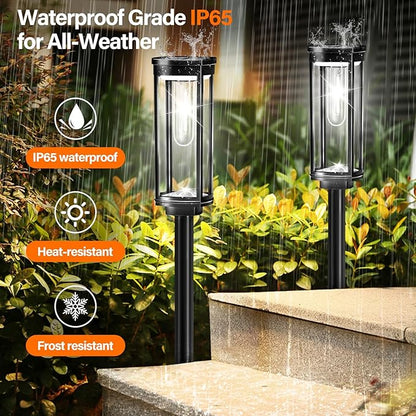 Retro Solar Pathway Lights Outdoor 8 Pack + Modern Solar Path Lights 4 Pack