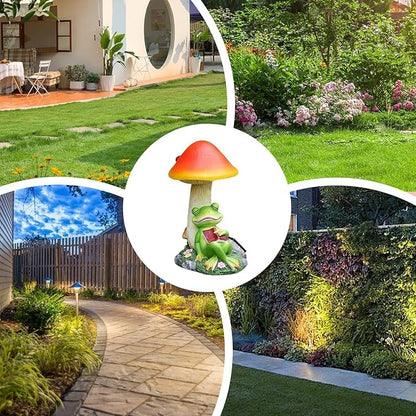 Mushroom Solar Lights - Mushroom Solar Lights Outdoor, Frog Solar Light Resin Figurine Waterproof | Led Mushroom Garden Lights Outdoor Frog Sleeping Sculpture for Patio Yard Lawn Decoration