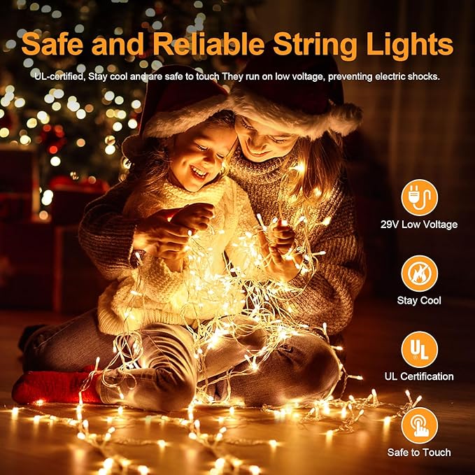 125FT 380 String Lights Indoor Outdoor Clear Wire, Plug in Christmas String Lights Connectable, Timer & Memory | Lumora