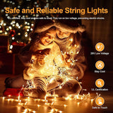 125FT 380 String Lights Indoor Outdoor Clear Wire, Plug in Christmas String Lights Connectable, Timer & Memory | Lumora