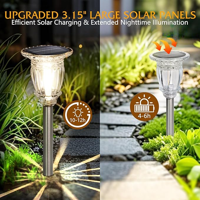 Solar Pathway Lights Outdoor 4 Pcs, Warm White Incandescent Solar Garden lights, 17.5" Waterproof & Solar Powered | Lumora