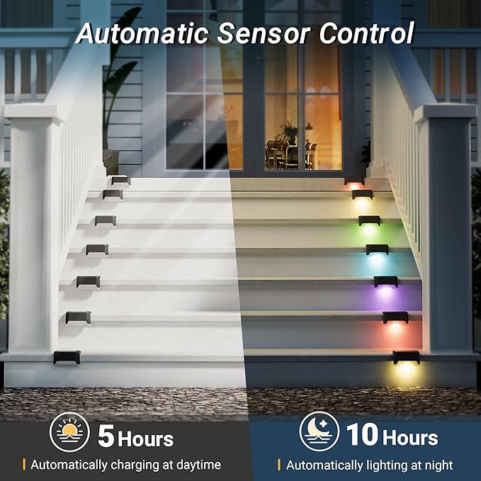 pearlstar 16 Pack Color Changing Solar Deck Lights,Solar Pool Side Lights,Waterproof LED Light for Outdoor Decks | Lumora