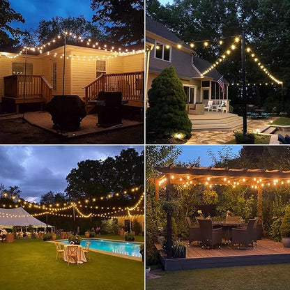 LED 30FT Outdoor String Lights with Remote Waterproof Patio Lights Dimmable 27 Shatterproof G40 Bulbs, Globe String Lights Decorative Balcony Bistro Gazebo Porch Cafe Lights