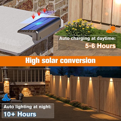 NIORSUN Solar Deck Lights Outdoor 12 Pack, IP65 Waterproof Large Size LED Stair Lights with Lenses, Auto ON Off Warm White Step Lights for Outside, Deck, Patio, Fence, Yard, Pathway and Railing Decor