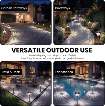 Energizer Driveway Solar Lights - 8 Pack 15 Lumen Outdoor Lights Solar Powered & Waterproof with Patterned Glass & Metal Finish, Easy to Install Weather Resistant Pathway Lights for Decor - Copper