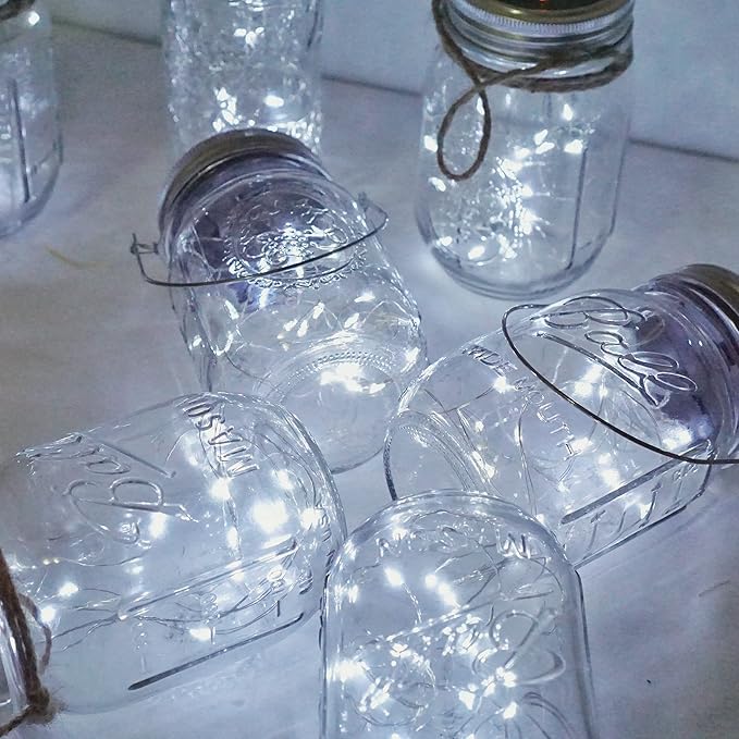 Decorman Solar Mason Jar Lights, 8 Pack Waterproof Fairy Star Firefly Lids String Lights with 8 Hangers for Patio | Lumora