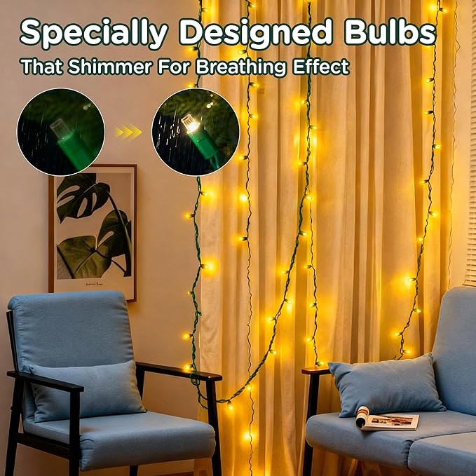 Christmas String Lights (Warm White -Twinkle, 50FT), Mini LED String Lights, Waterproof Fairy Lights for Outdoor Indoor Holiday Party Patios Wedding Valentines Day Halloween Xmas Decor