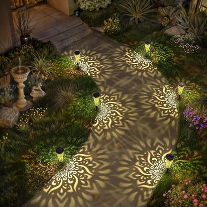 6 Pack Solar Lights Outdoor Garden Decorative Solar Garden Lights with Warm Light Waterproof Solar Pathway Landscape Lights for Path Patio Backyard Walkway Yard Lawn Decor (Black, 6Pcs)