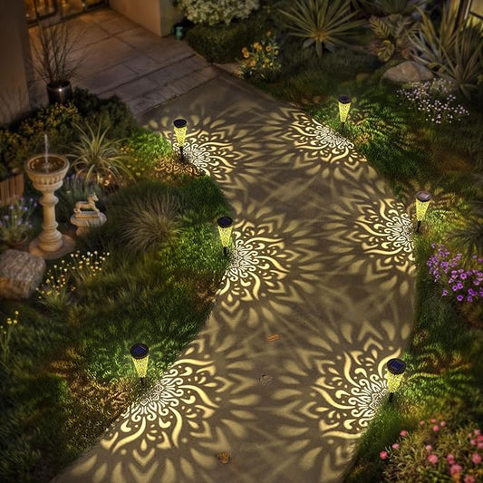 6 Pack Solar Lights Outdoor Garden Decorative Solar Garden Lights with Warm Light Waterproof Solar Pathway Landscape Lights for Path Patio Backyard Walkway Yard Lawn Decor (Black, 6Pcs)