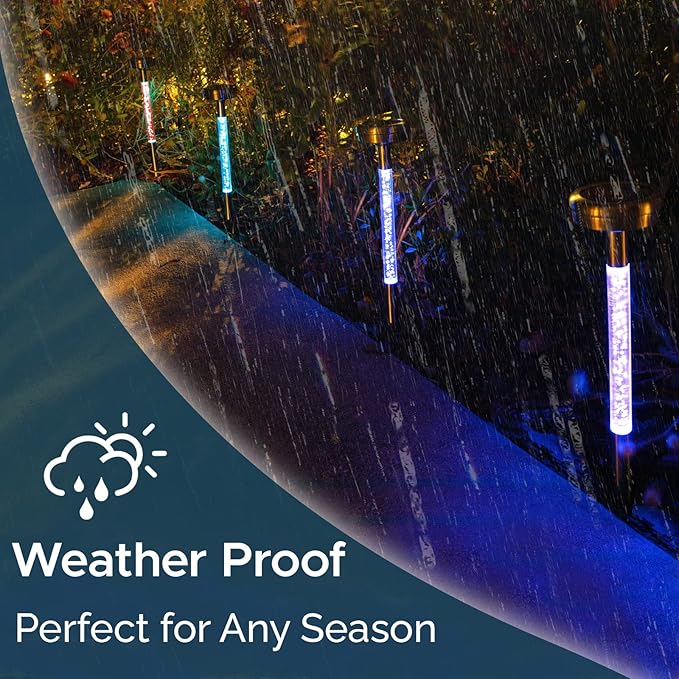 Morvat LED Auto Solar Powered Color Changing Stainless Steel Path Lights for Outdoor Garden Yard Walkway & Pathway, Bright Colored Waterproof Landscape & Patio Colorful Lighting, Dusk to Dawn, 4 Pack
