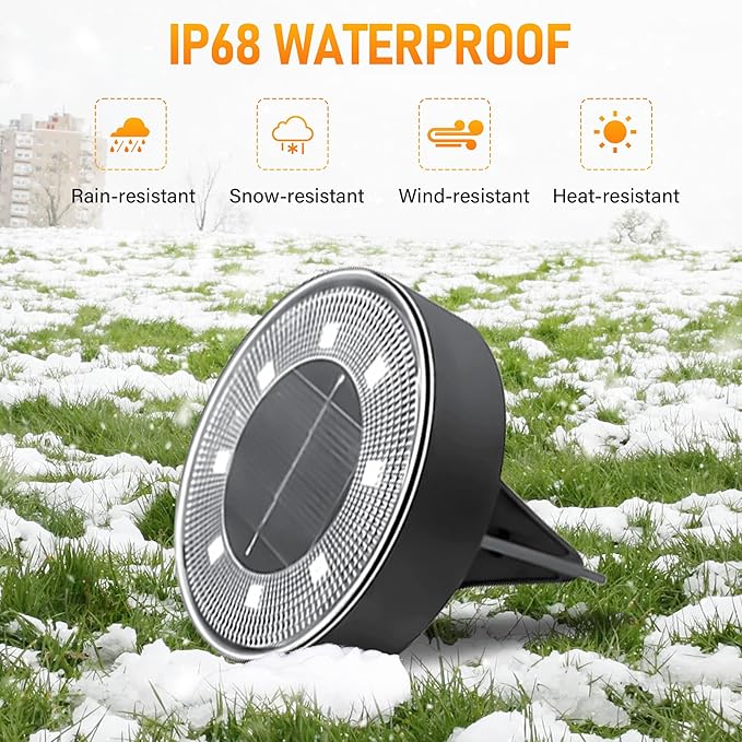 8 Pack Solar Pathway Lights RGB Color Changing and 8 Packs Solar Ground Lights Warm Light