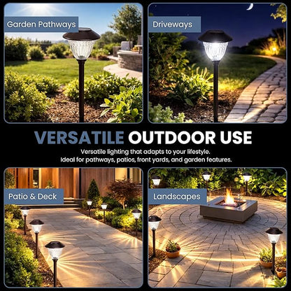 Energizer Solar Outdoor Garden Lights - 10 Pack LED Driveway Solar Lights with 10 Lumen Output, Patterned Glass & Metal Finish, IP65 Waterproof & Easy to Install Garden Lights for Outside - Bronze