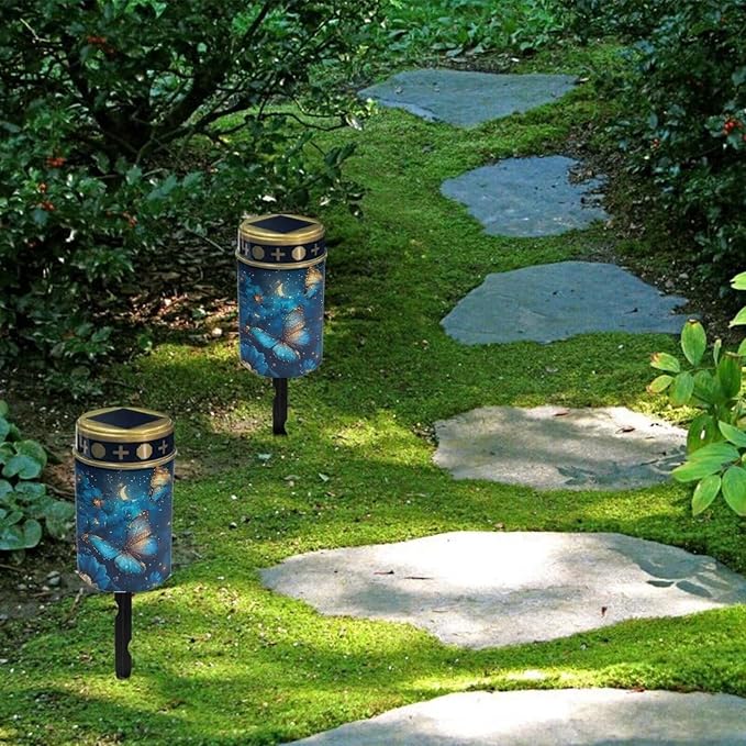 Butterfly Cemetery Solar Light LED Waterproof Solar Lights Guardian Solar Light for Grave Solar Walkway Lights Decorative Landscape Path Light Portable Solar Lights Book Light