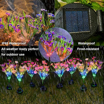 Decorative Solar Garden Lights, 4 Pack LED Lily and Butterfly Flower Outdoor Waterproof Lights for Yard, Patio, Lawn (Daisy)